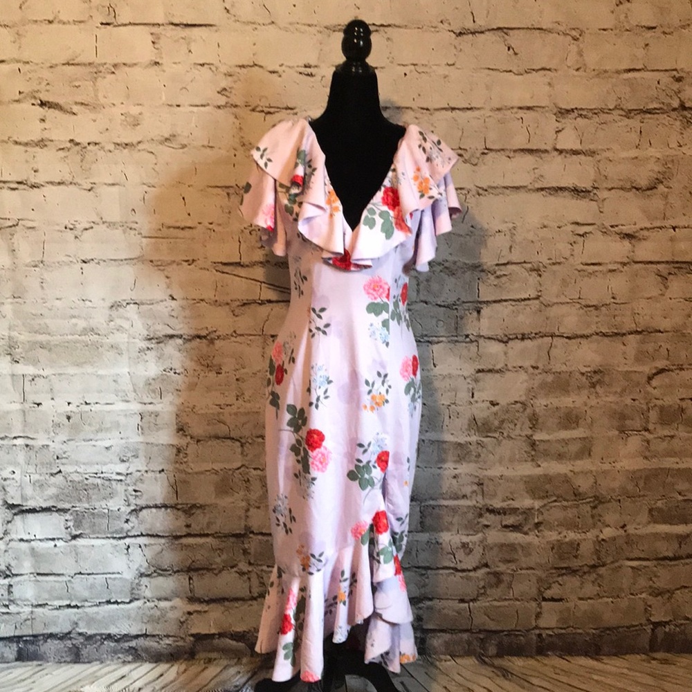 Keepsake the label purple floral ruffle dress